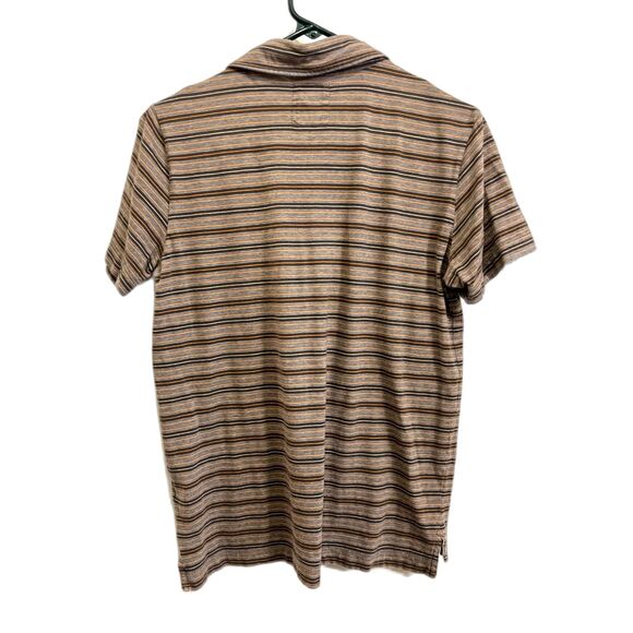 BILLY REID Brown Stripe Short Sleeve 100% Cotton Polo Shirt Top  Mens Size Small - Picture 5 of 7